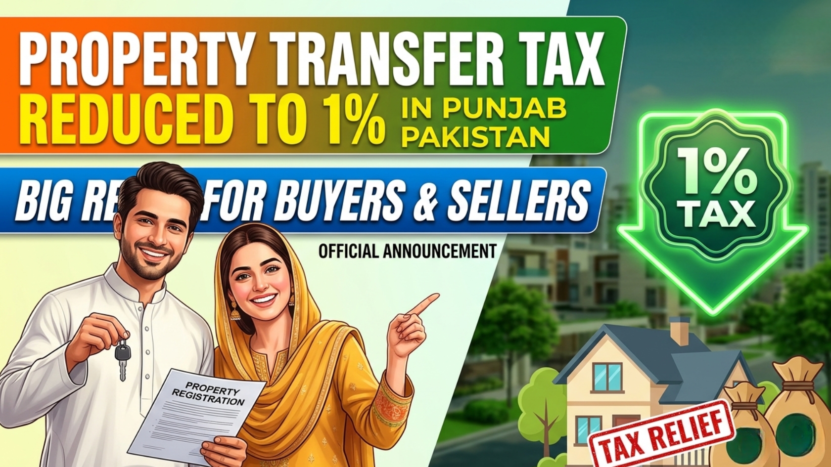 Property Transfer Tax Reduced to 1% in Punjab Pakistan